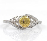 Anillo Trinidad Retorcida Solsticio con cuenta de oro de 18K