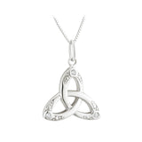Sterling Silver Crystal Trinity Knot Pendant.