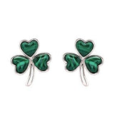 Sterling Silver Malachite Celtic Shamrock Earrings