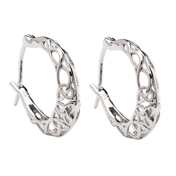 sterling silver trinity knot hoop earrings