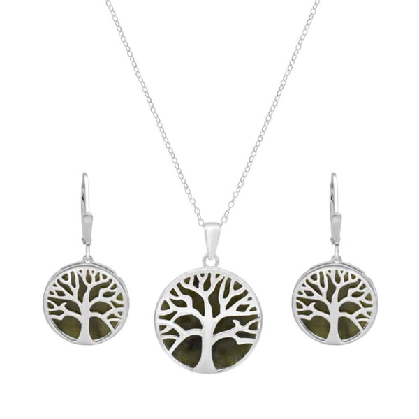 tree of life connemara marble pendant and earrings