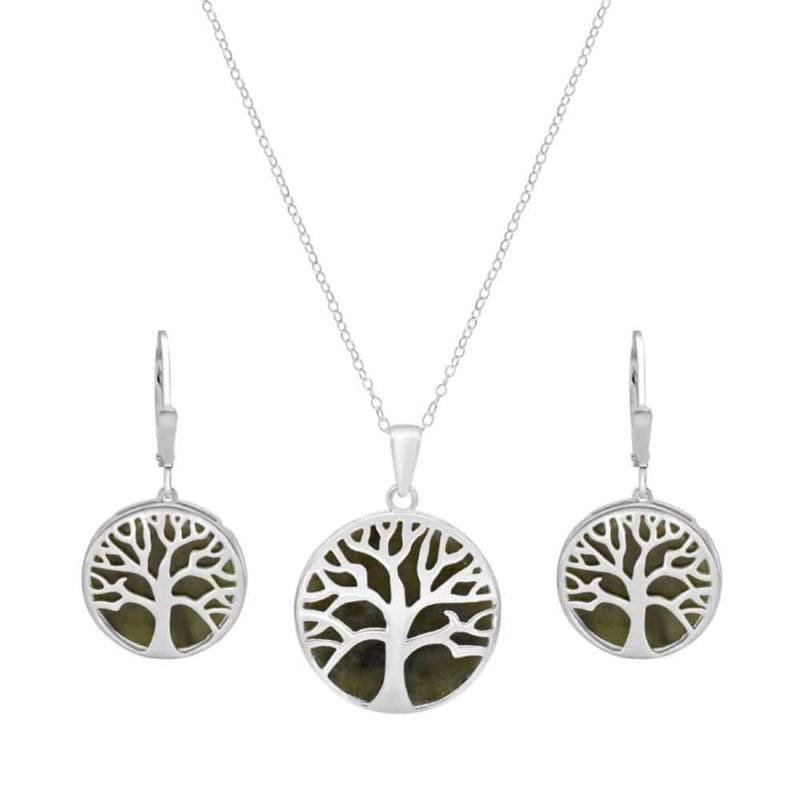 tree of life connemara marble pendant and earrings