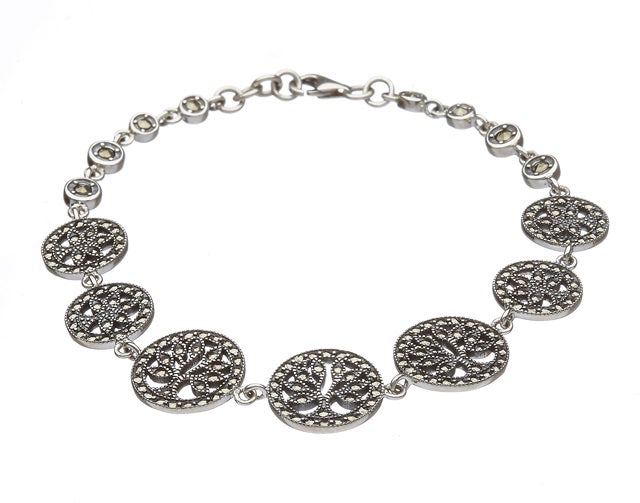 tree of life link bracelet with marcasite