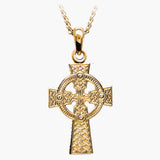 two sided gold celtic cross pendant