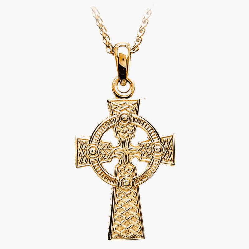 two sided gold celtic cross pendant