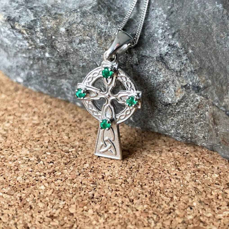 white gold celtic cross