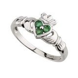 white gold emerald claddagh engagement ring