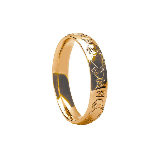 Mens Claddagh Wedding Band Gold
